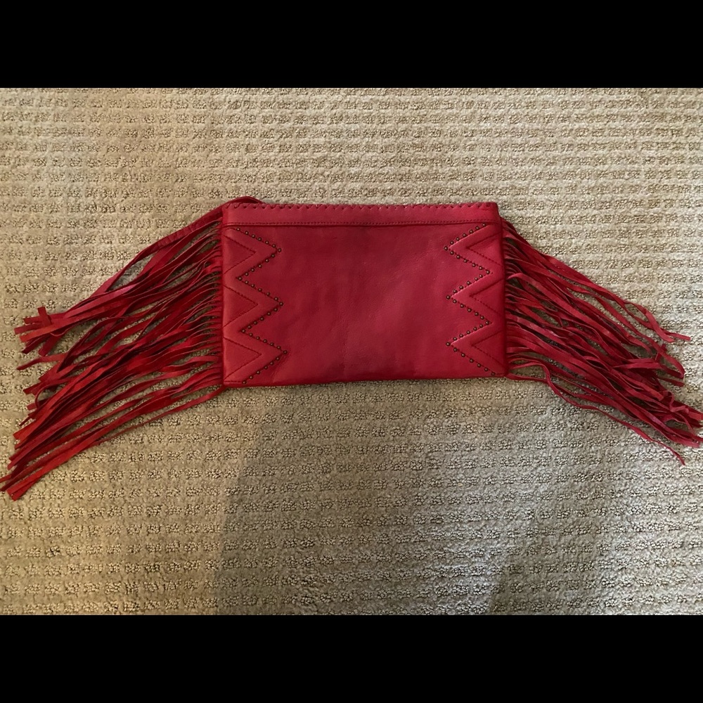 Cleobella Red Fringe Clutch